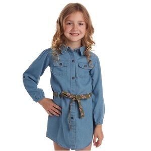 My Destiny Girls' Long Sleeve Boho Denim Peasant Jean Dress